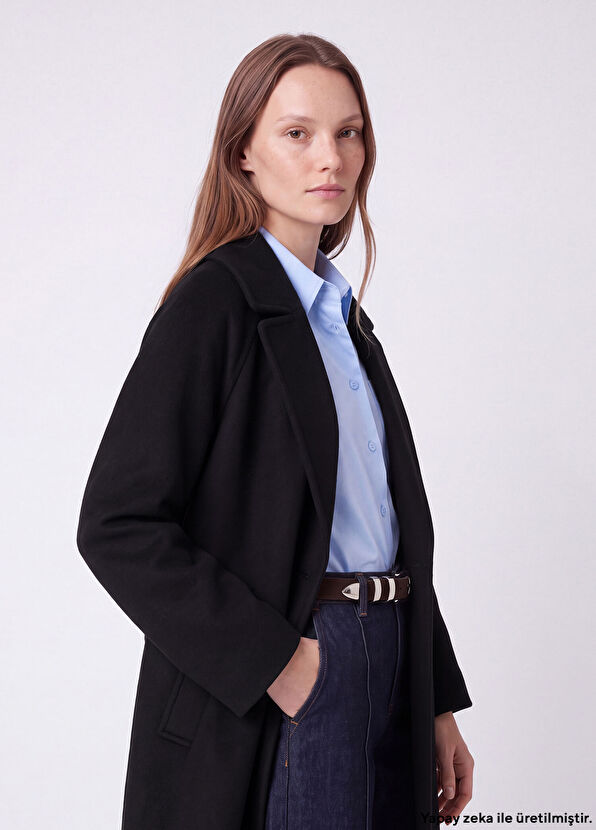 Beymen Club Black Belt Wool Coat - 1