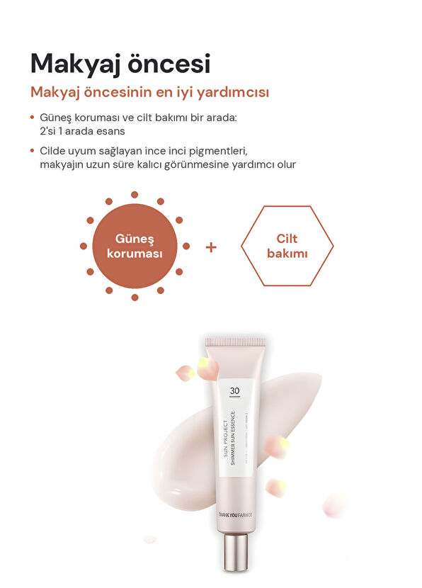Thank You Farmer Sun Project Shimmer Sun Essence SPF30 PA++ Işıltılı Güneş Kremi 40 ml - 3