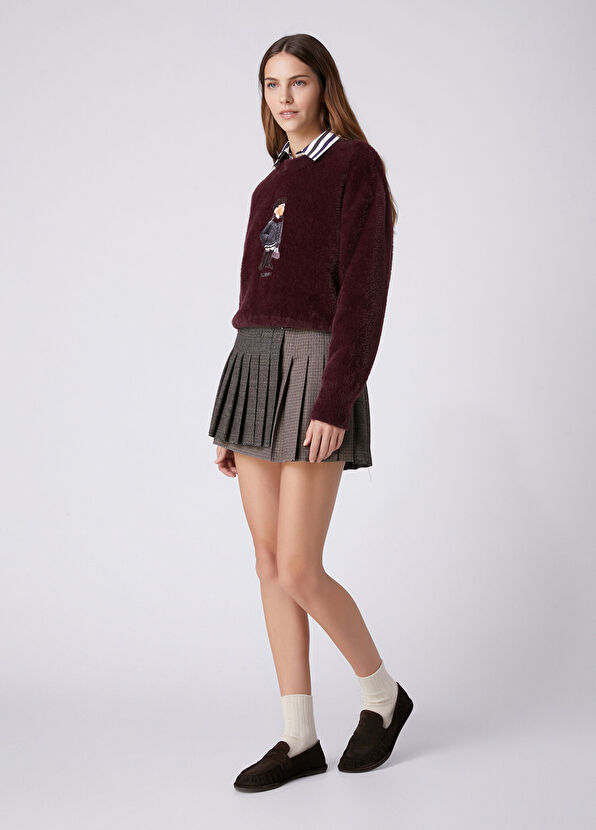 Beymen Club Anthracite Belt Detailed Plaid Short Skirt - 1