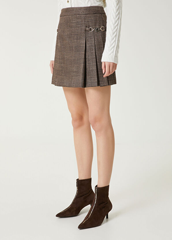 Beymen Club Kahverengi Ekoseli Şort Etek - 2