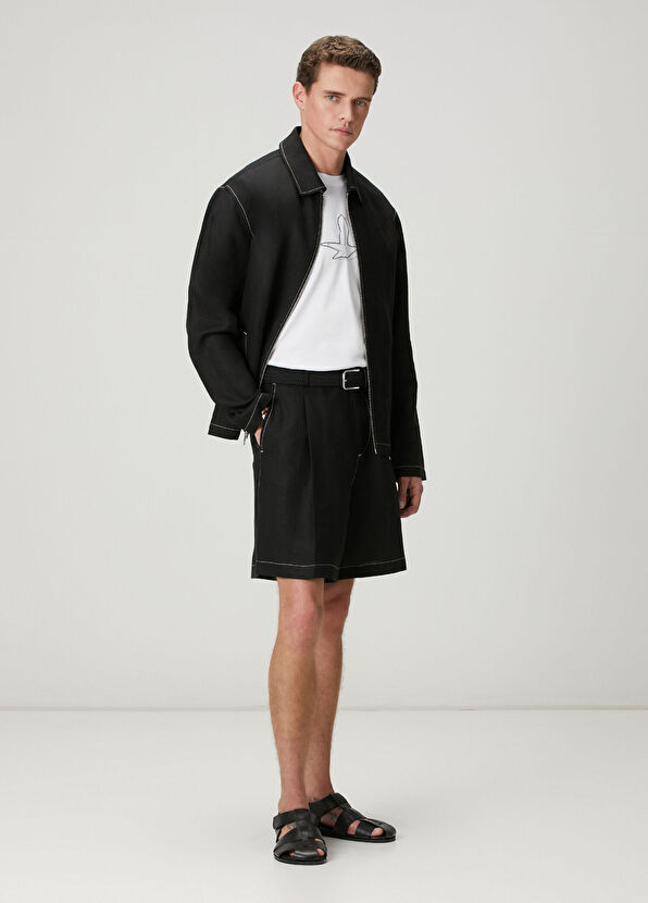 Beymen Club Black White Stitching Linen Outer Shirt - 2