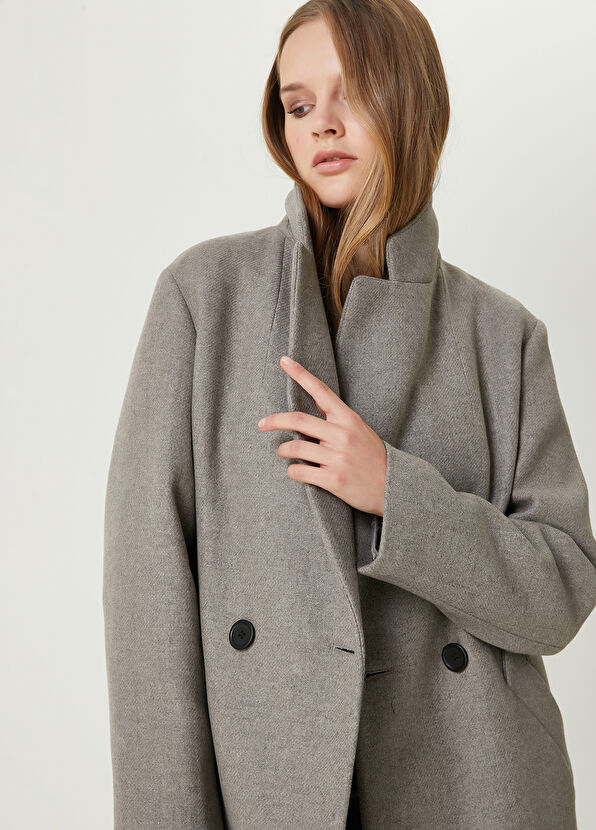 Beymen Club Vizon Kruvaze Yün Palto - 2