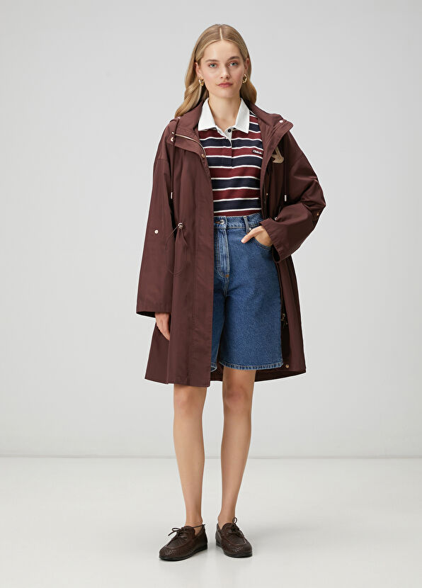 Beymen Club Midi Overcoat With Burgundy Crystal Logo - 1