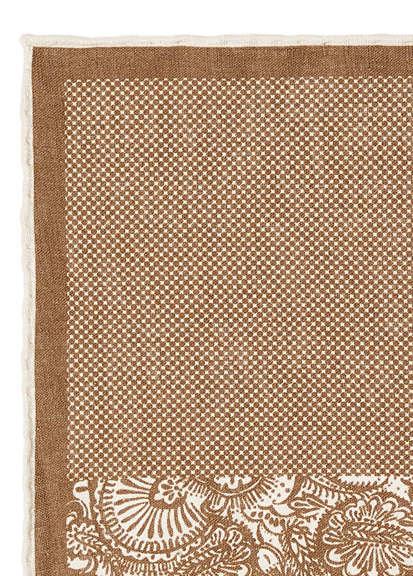 Beymen Club Brown Patterned Linen Pocket Square - 2