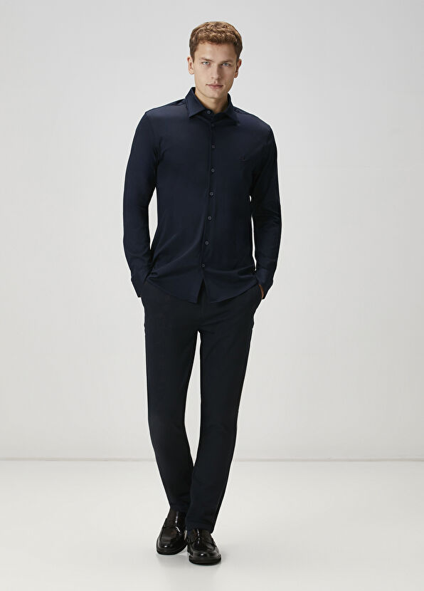 Beymen Club Slim Fit Lacivert Pensli Örme Gömlek - 3
