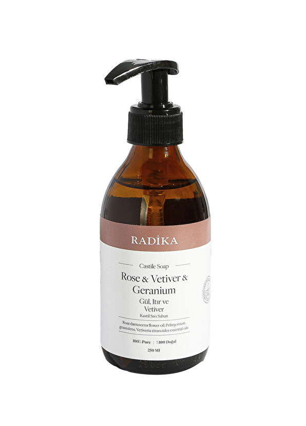 Radika Aromatherapy Gül Itır Vetiver Cam Şişe Kastil Sabunu 250 ml - 1