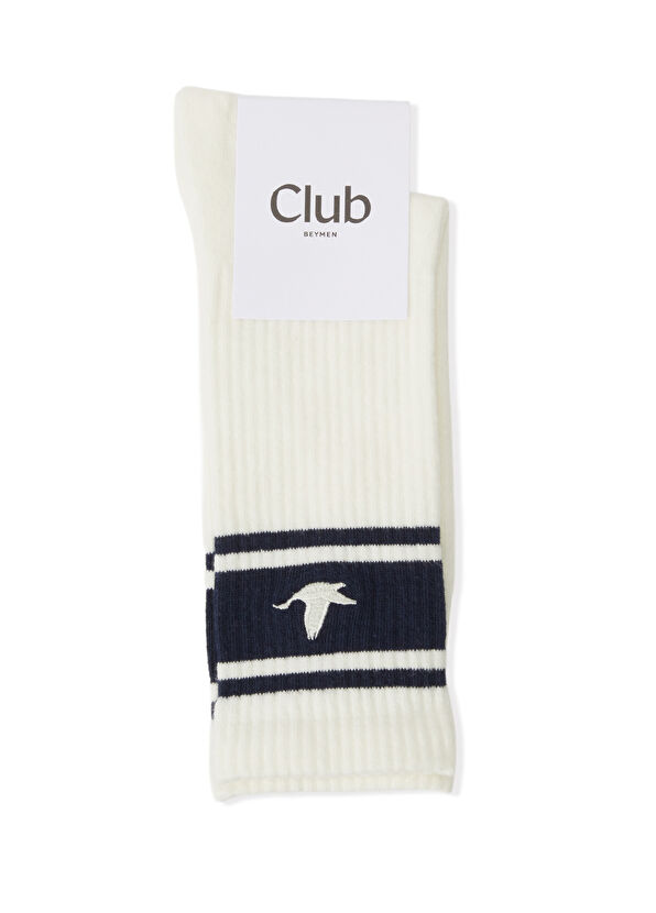 Beymen Club White Logo Embroidered Men's Sports Socks - 1