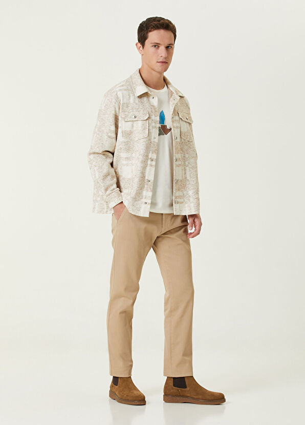 Beymen Club Beige Plaid Patterned Flannel Over Shirt - 3