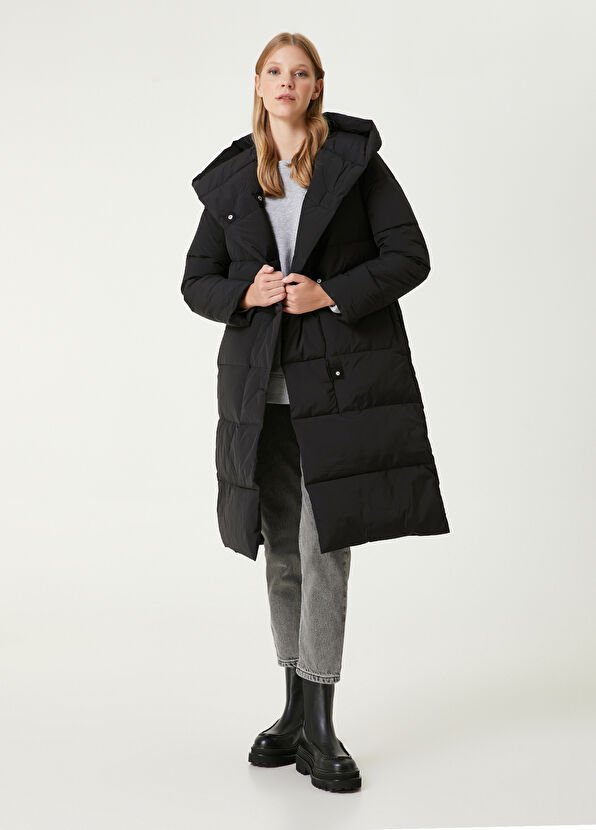 Black Hooded Long Puffer Coat Beymen Club Black Hooded Long Puffer Coat - 1