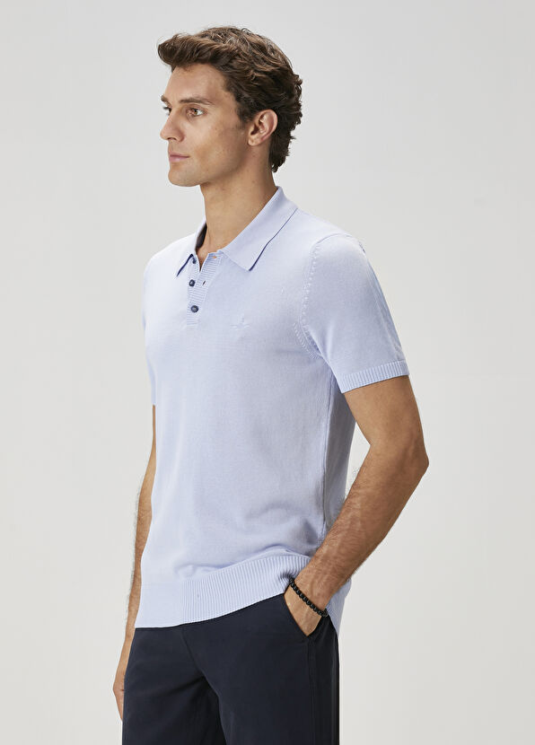 Beymen Club Mavi Polo Yaka Kısa Kollu Triko - 4