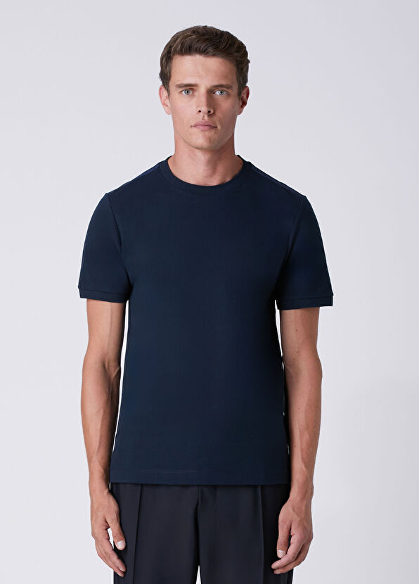 Beymen Club Basic Fit Navy Blue Goose Flex Printed T-Shirt - 2