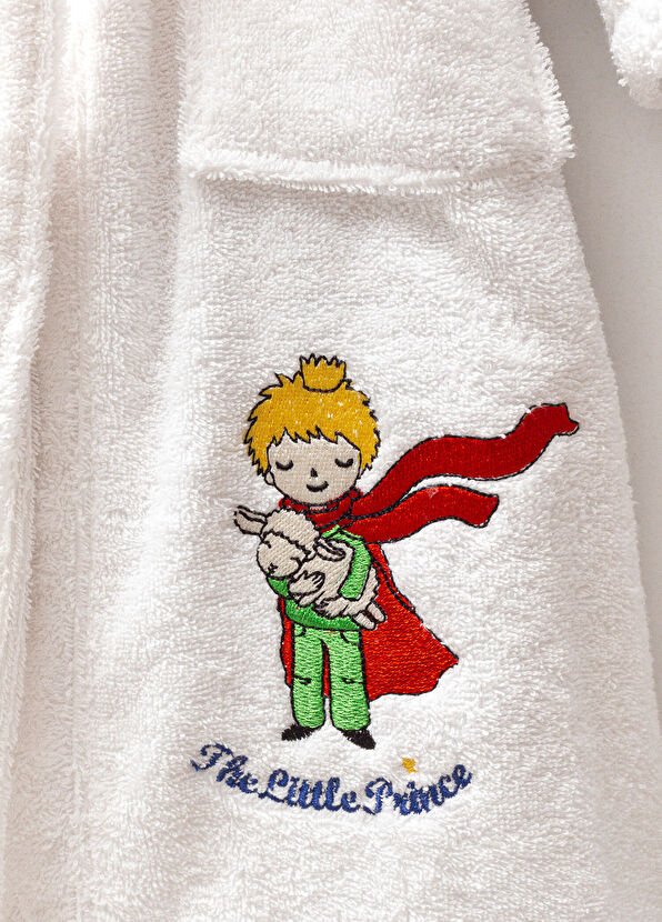 Maya&Luca Beyaz Küçük Prens Nakışlı Pamuklu Erkek Çocuk Bornoz - 2