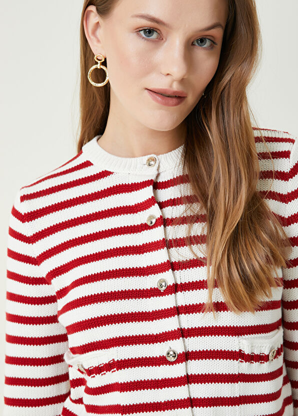 Beymen Club Red White Striped Knit Jacket - 4