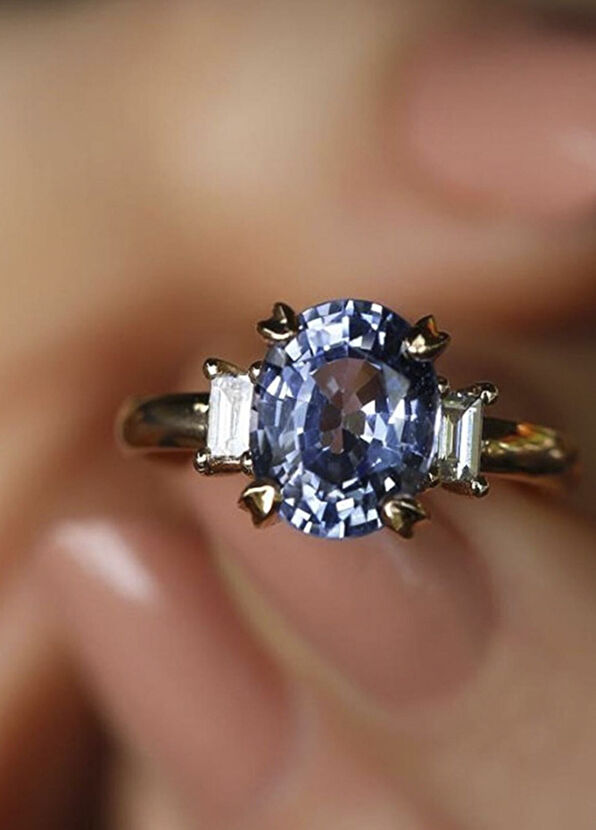 Hazine Safir 14 Ayar Kadın Pırlanta Yüzük - Görsel 3