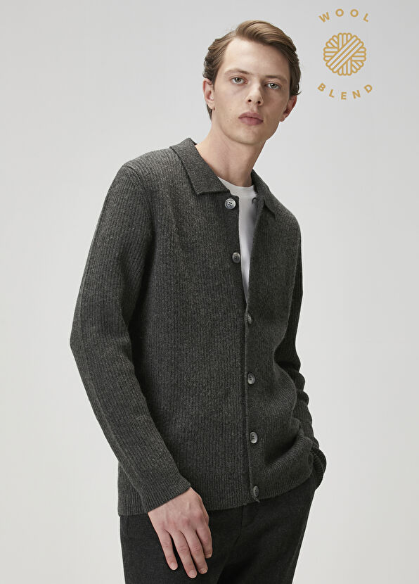 Beymen Club Gri Melanj Kaşmir Karışımlı Triko Hırka - 1