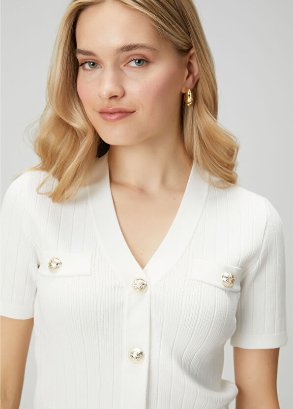 Beymen Club Kırık Beyaz Kısa Kol Hırka - 2