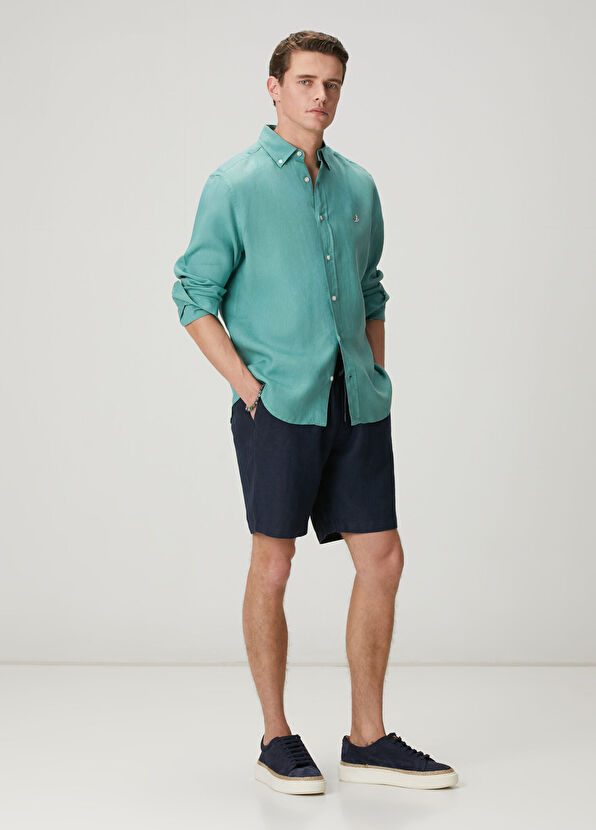 Beymen Club Mint Comfort Fit Keten Gömlek - 3