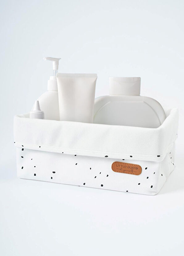 Little Gusto Cosmos White Organic Cotton Organizer Basket - 2