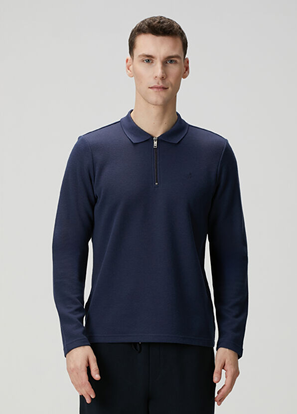 Beymen Club Lacivert Polo Yaka Sweatshirt - 1