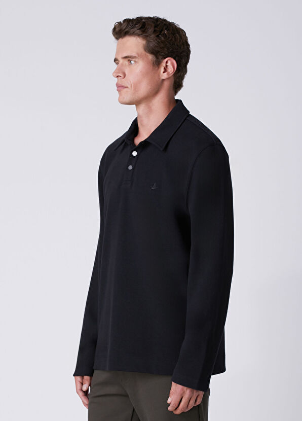Beymen Club Comfort Fit Black Polo Diagonal Sweatshirt - 4