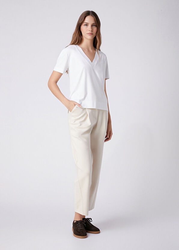 Beymen Club Kırık Beyaz Yanı Yırtmaçlı Basic T-shirt - 4