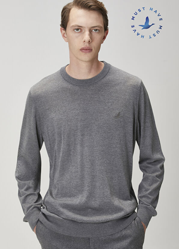 Beymen Club Grey Melange Basic Wool Sweater - 1