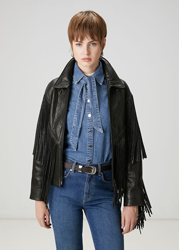 Beymen Club Siyah Püsküllü Deri Ceket - 1