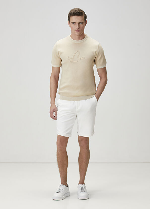 Beymen Club Bej Logo Jakarlı Kısa Kollu Kazak - 3