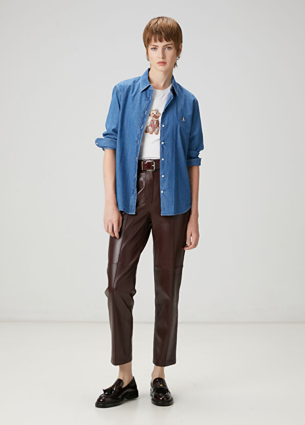 Beymen Club Bordo Deri Pantolon - 2