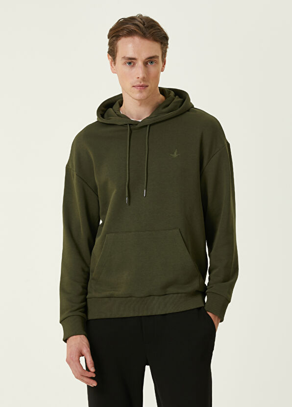 Beymen Club Haki Kapüşonlu Logolu Sweatshirt - 1
