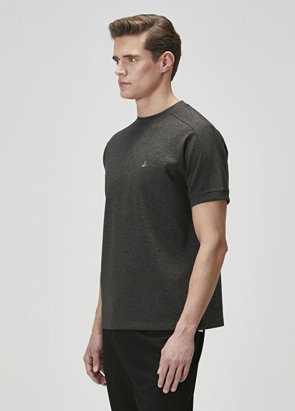Beymen Club Antrasit Logo Nakışlı Scuba T-shirt - 4