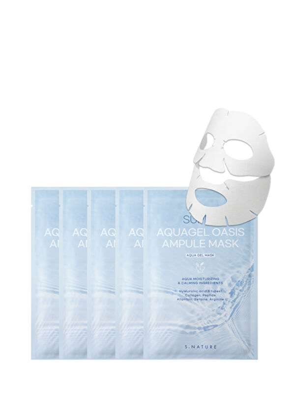 S.Nature Super Aqua Oasis Ampoule Mask (30ml x 5) - Anti-Dullness and Elasticity Loss 8-Pack Aquagel Mask with Hyaluronic Acid and Peptides - 1