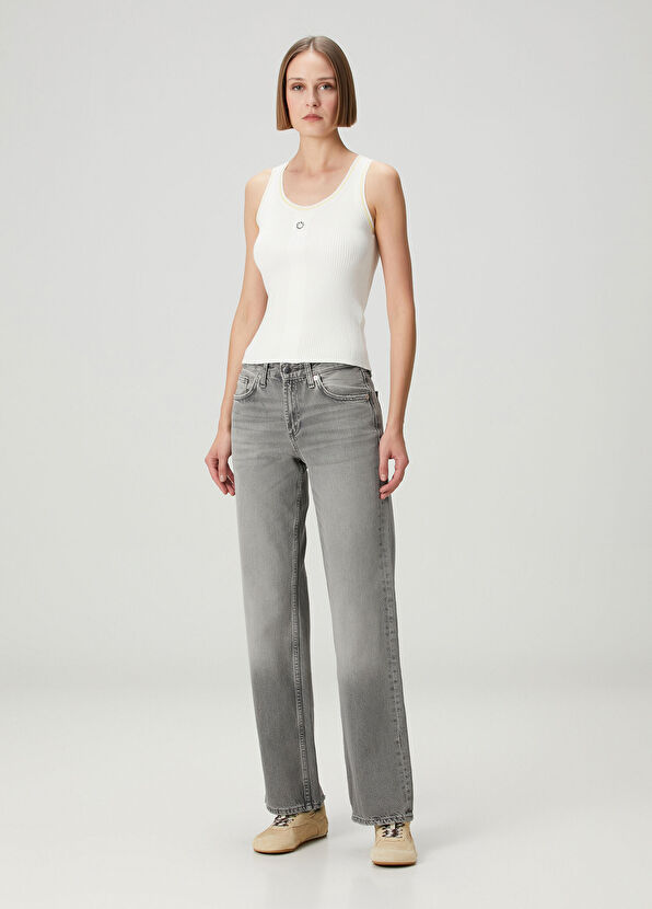 Kenzo Off-White Ribbed Tank Top - 2