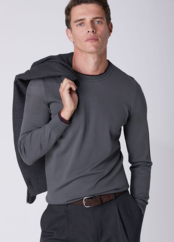 Beymen Club Anthracite Contrasting Color Detail Sweater - 1