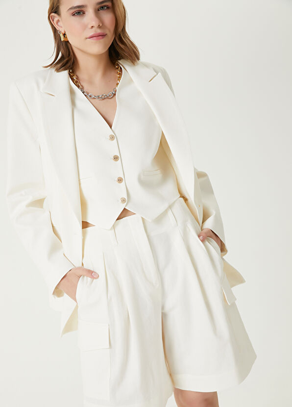 Beymen Club Kırık Beyaz Keten Şort - 2