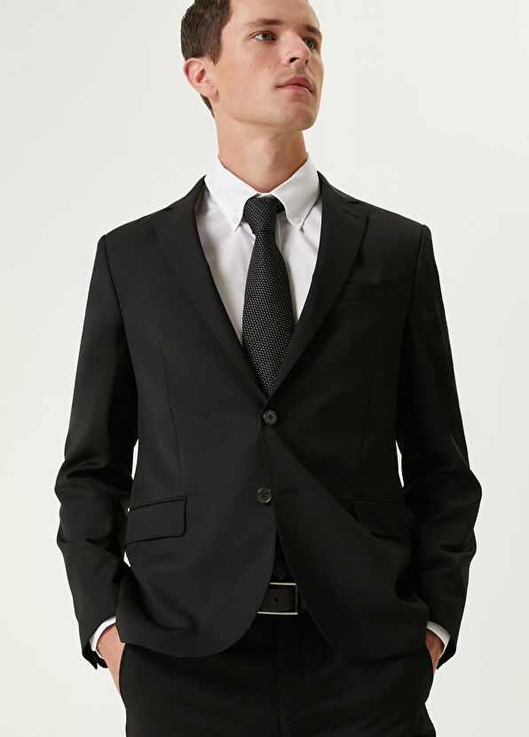 Beymen Club Drop 6 Siyah Klasik İnce Yün Takım Elbise - 2