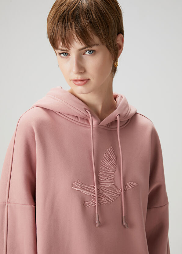 Beymen Club Gül Kurusu Kuş Nakışlı Kapüşonlu Sweatshirt - 2