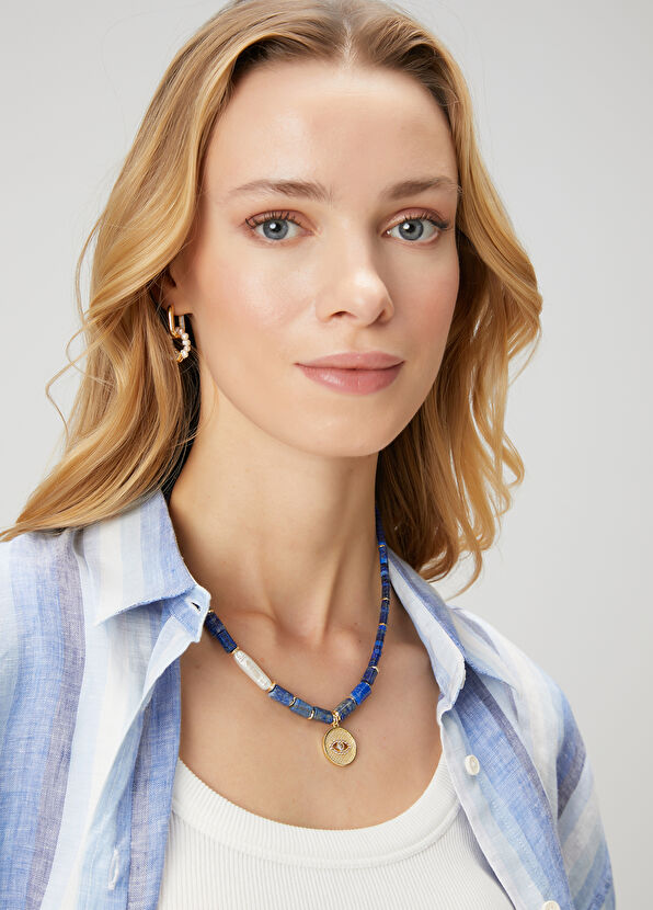 Beymen Club Navy Blue Eye Tip Womens Necklace - 1