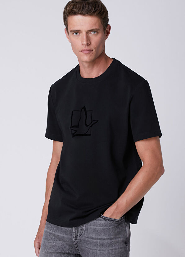Beymen Club Relax Fit Siyah Kare Kaz Baskılı T-shirt - 2