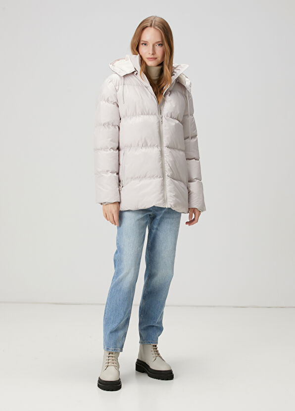 Beymen Club Light Grey Hooded Puff Coat - 3