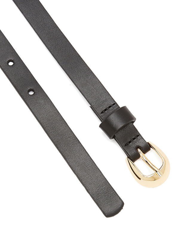 Beymen Club Black Camber Buckle Women's Thin Leather Belt - 2