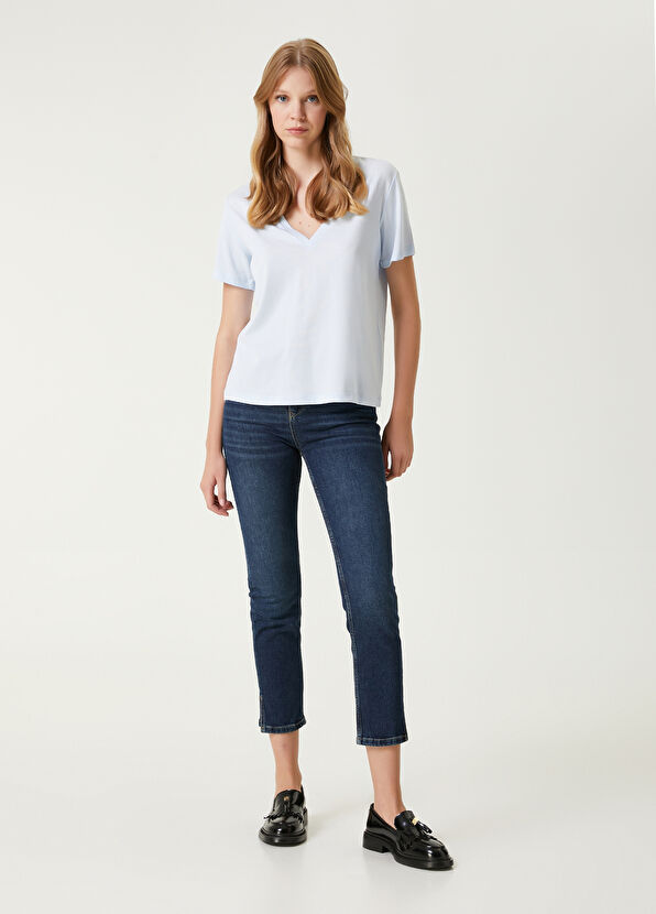 Beymen Club Light Blue Basic T-Shirt - 3