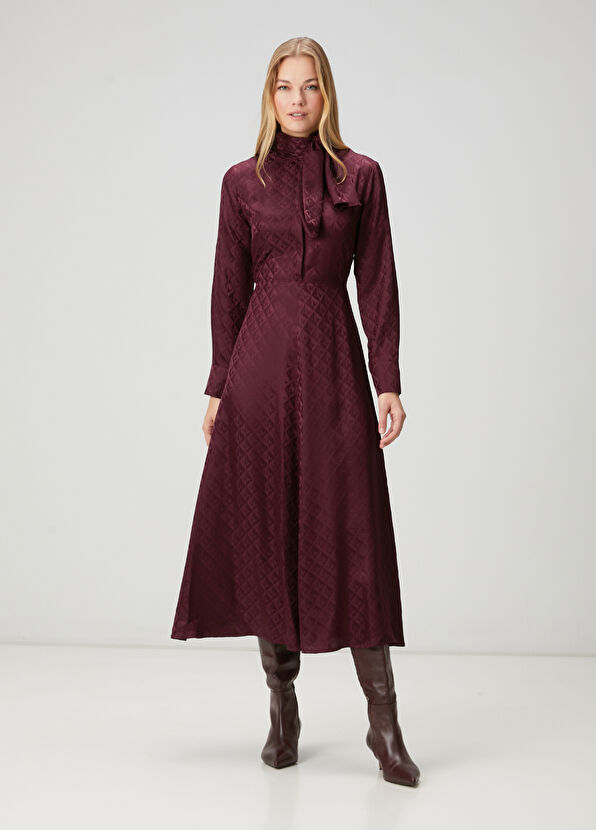 Beymen Club Plum Jacquard Silk Shirt Dress - 1