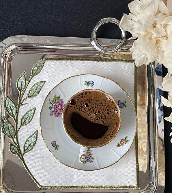 Matis Home Line Diana Yaprak Desenli Yeşil 4'lü Bardak Altlığı - 2