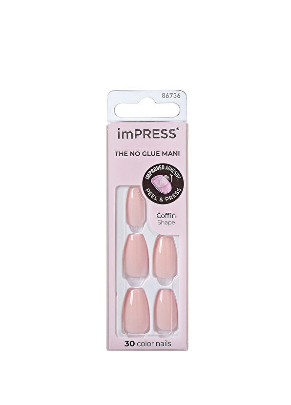 Impress Color Nude Pink Self-Adhesive Long Fake Nails - 1