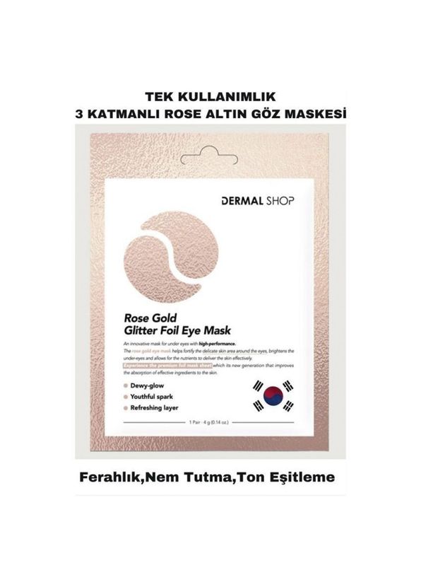 Dermal 3-Layer Rose Flash Foil Paper Eye Mask Against Under Eye Bags 10 x 4 gr - 2
