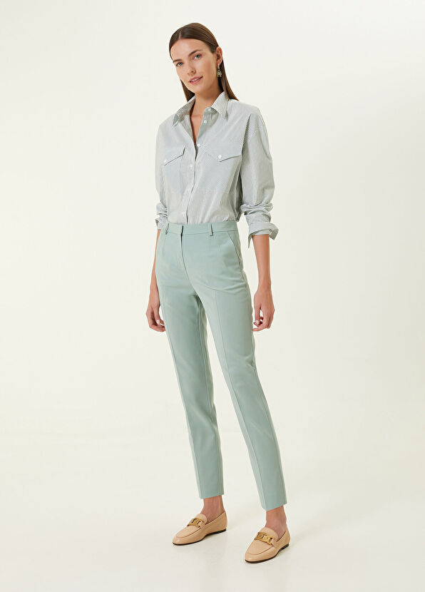 Beymen Collection Su Yeşili Havuç Kesim Koton Pantolon - 1