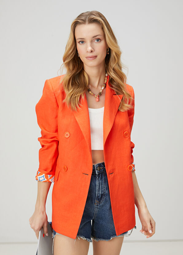 Beymen Club Coral Linen Blazer - 4