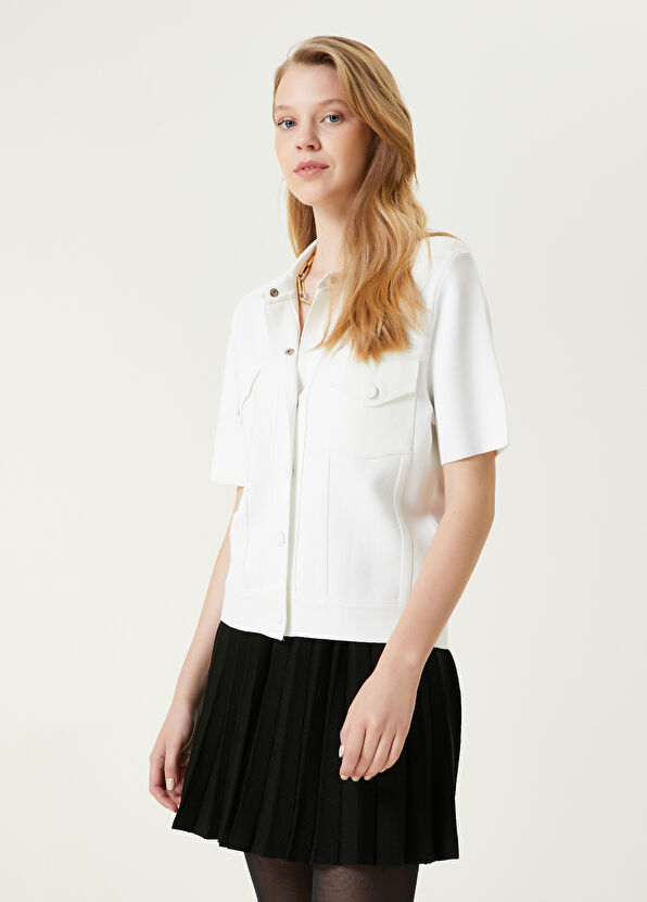 Beymen Club Kırık Beyaz Triko Trucker Ceket - 1