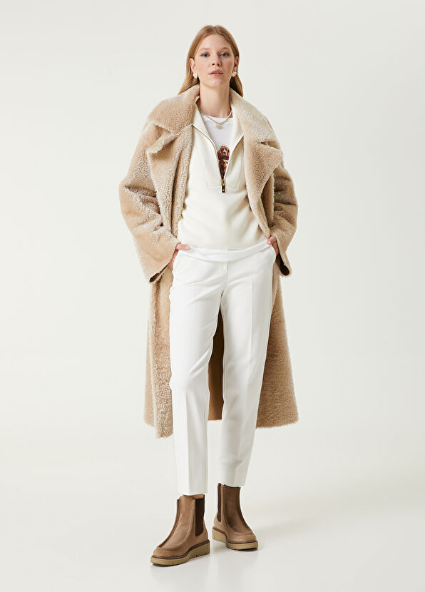 Beyaz Fermuarlı Yün Kazak Beymen Club Beyaz Fermuarlı Yün Kazak - 3